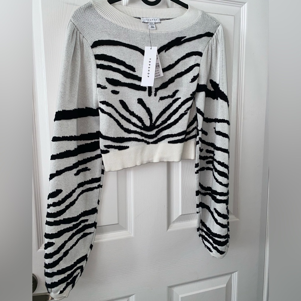 Topshop Monochrome Animal Print Sweater